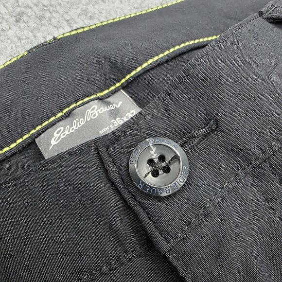 Eddie Bauer Pants Mens 36x32 Black Straight Fit Nylon Spandex Zip Pocket Outdoor - Picture 10 of 16